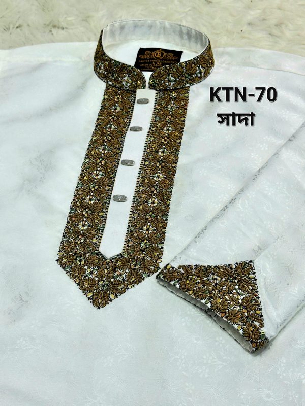 ১ নম্বর কাতান পাঞ্জাবি= KTN-70 (সাদা) - Image 2