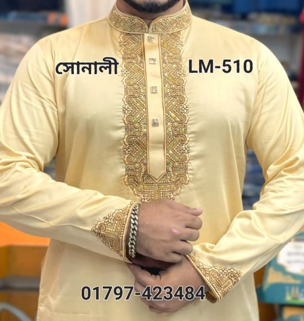 মাল্টি সিকোয়েন্স পাঞ্জাবি= LM-502 [জাম কালার] - Image 3