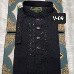 স্ট্রিচ ভাঙচুর কটন পাঞ্জাবি =V-09 (কালো)