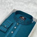 স্ট্রিচ কটন কফ হাতা পাঞ্জাবী= NG-406 (সি-গ্রীন) - Image 2