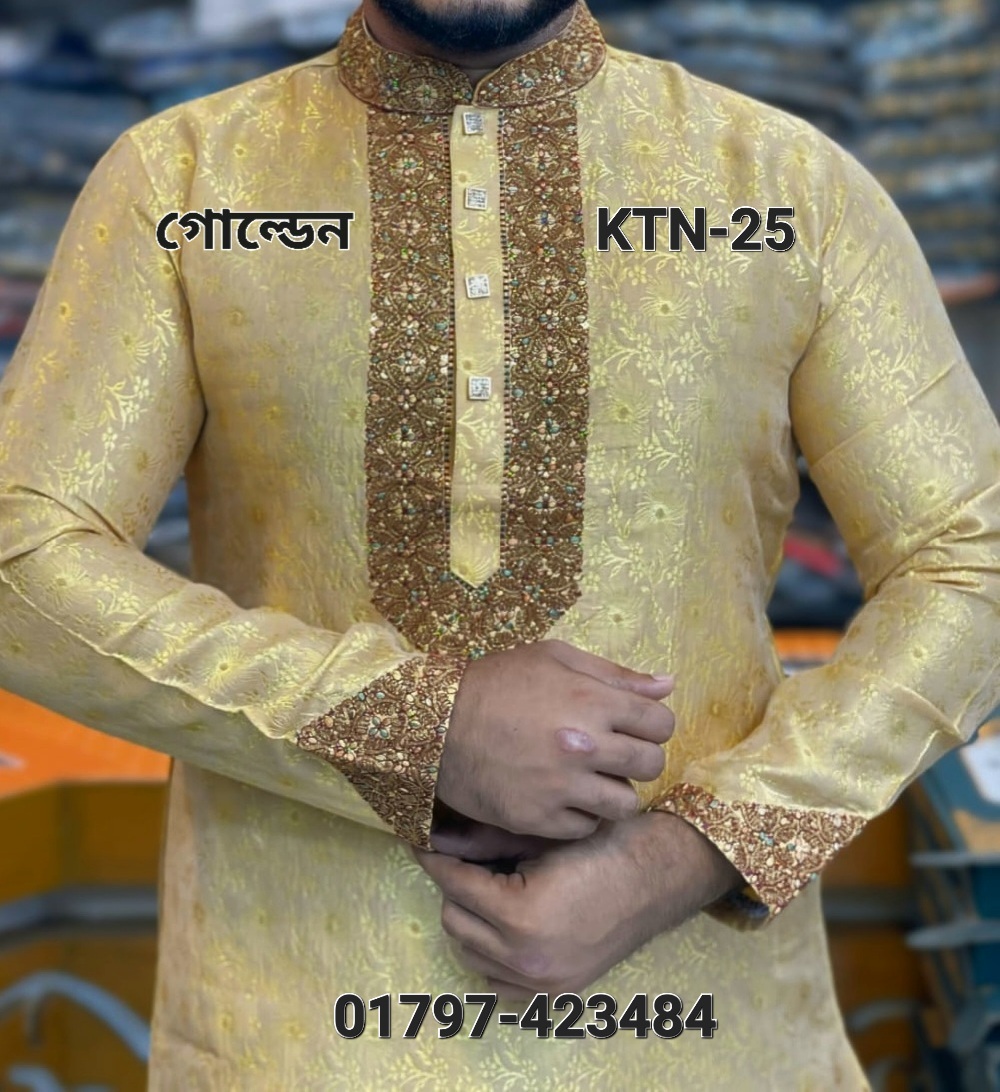 IMG-20250922-WA0071 লাক্সারি কাতান পার্টি শুধু পাঞ্জাবি= KTN-25 (গোল্ডেন) - Image 1