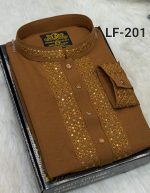 স্ট্রিচ কটন কফ হাতা পাঞ্জাবী= LF-201 (কাঁঠালী/ ইটা কালার) - Image 2