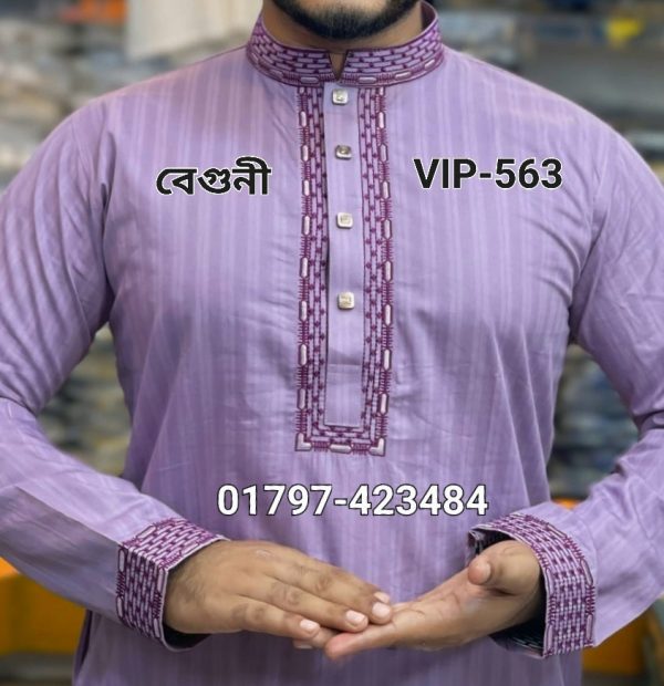 ১০০% সুতি স্পেশাল পাঞ্জাবি VIP-560 (মেরুন) - Image 5